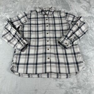 Carhartt Fairview Plaid Button Up Shirt Women's Large White Black Y2K Heritage